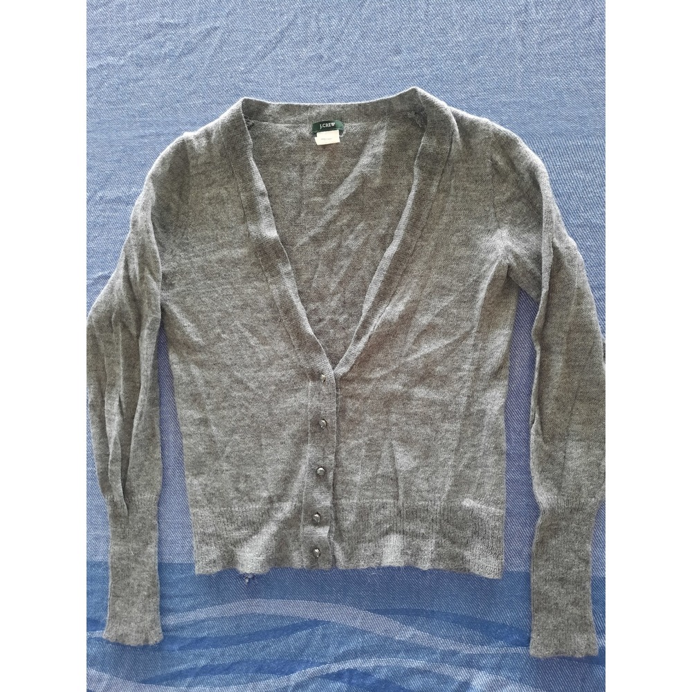 J.Crew Mens Grey Alpaca Merino Wool Blend V-Neck Cardigan Sweater Medium 33966